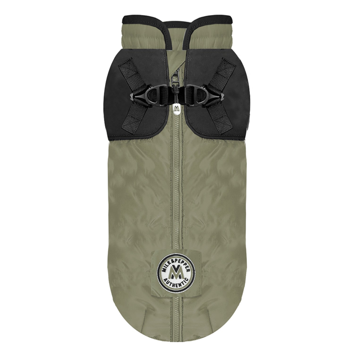 Pršiplášť s postrojom pre psa Milk&Pepper Skipper – khaki