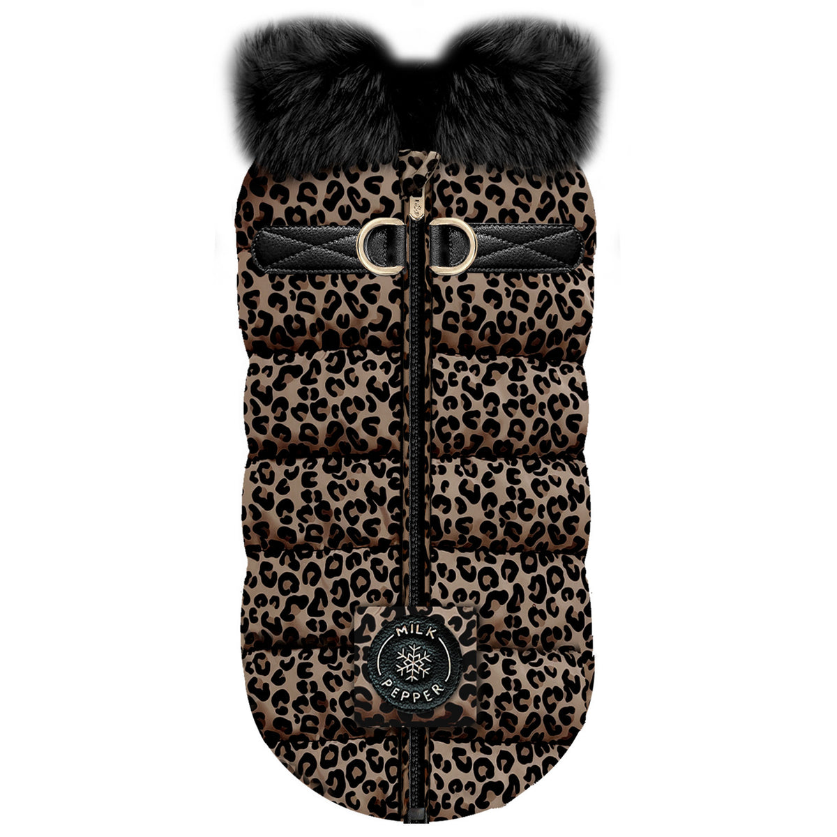 Zimná bunda s postrojom pre psa Milk&Pepper Amara – leopardia